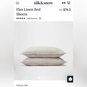 $86.45 Silk & Snow New! 100% Flax Linen - 2 Pillow Shams in Oat (Queen/Standard)
